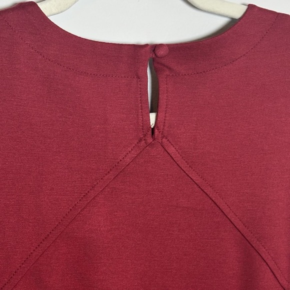 J Jill‎ Ponte Shift Heavy Dress M NWT Bell Sleeves Stretch Cranberry Red Pockets - Picture 6 of 11